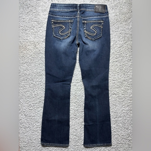 Silver Jeans Womens 28 Aiko Bootcut Dark Wash Big Stitch Embroidered Denim Rodeo - Picture 5 of 5